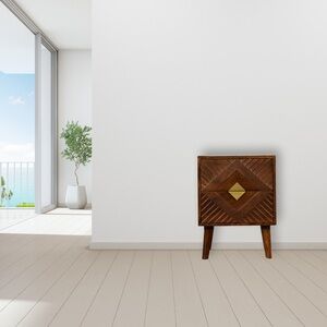 Elegant Wooden Nightstand with Gold Detail